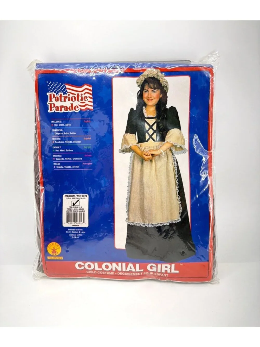 Colonial Girl Costume Rubies Deluxe Halloween Costume Girls Size Medium 5-7 Yrs